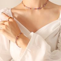 Fashion Simple Colorful Zircon Titanium Steel Necklace Bracelet main image 5