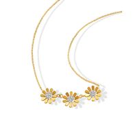 Fashion Simple Chrysanthemum Zircon Titanium Steel Plated 18k Gold Necklace main image 1