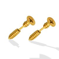 Hip-hop Titanium Steel Gold-plated Screw Earrings main image 3