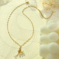 Simple Fashion Butterfly Tassel Zircon Pendant Titanium Steel Necklace main image 3