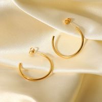 Simple 30mm18k Gold Stainless Steel C-type Women's Earrings main image 3