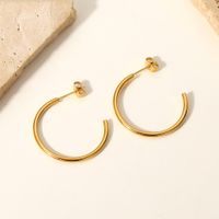 Simple 30mm18k Gold Stainless Steel C-type Women's Earrings main image 5
