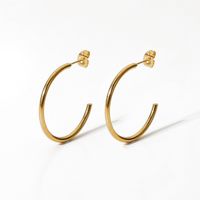 Simple 30mm18k Gold Stainless Steel C-type Women's Earrings main image 6