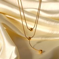 Fashion Simple 18k Gold Stainless Steel Double Layer Necklace main image 5
