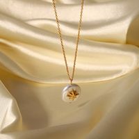 Fashion 18k Gold Stainless Steel Star Freshwater Pearl Necklace main image 3