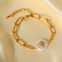 Fashion 18k Gold-plated Stainless Steel Eight-pointed Star Inlaid Pearl Bracelet main image 1