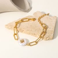 Pulsera De Perlas Con Incrustaciones De Estrella De Ocho Puntas De Acero Inoxidable Chapado En Oro De 18 Quilates main image 4