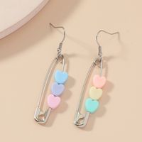 Korean Style Paper Clip Macaron Color Heart Shaped Alloy Earrings Wholesale main image 1