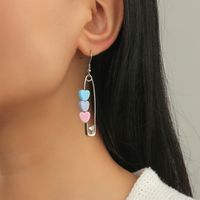 Korean Style Paper Clip Macaron Color Heart Shaped Alloy Earrings Wholesale main image 5