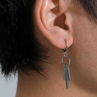 Simple Solid Color Geometric Pillar Tassel Alloy Ear Buckles Earrings Wholesale main image 4