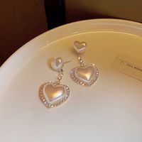 Fashion Heart-shaped Pearl Female Thin Alloy Earrings main image 1
