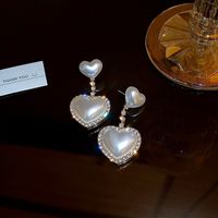 Fashion Heart-shaped Pearl Female Thin Alloy Earrings main image 5