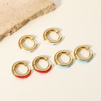 Retro Zircon Inlaid Oil Drop 14k Gold Stainless Steel Women's Earring main image 3