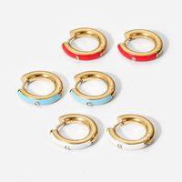 Retro Zircon Inlaid Oil Drop 14k Gold Stainless Steel Women's Earring main image 6