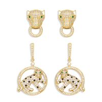 Simple Leopard Hollow Round Copper 18k Gold-plated Inlaid Zircon Earrings main image 1