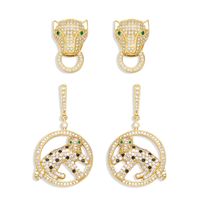 Simple Leopard Hollow Round Copper 18k Gold-plated Inlaid Zircon Earrings main image 2