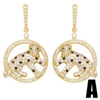 Simple Leopard Hollow Round Copper 18k Gold-plated Inlaid Zircon Earrings main image 3