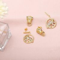 Simple Leopard Hollow Round Copper 18k Gold-plated Inlaid Zircon Earrings main image 5