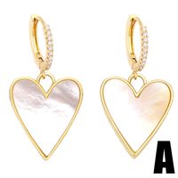 Fashion Heart Pendant Copper 18k Gold-plated Inlaid Zircon Pearl Earrings main image 3