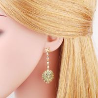 Simple Lion Pendant Tassel Copper 18k Gold-plated Inlaid Zircon Earrings main image 6