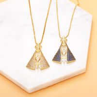 Fashion Religious Element Diamond Pendant Copper Necklace main image 2
