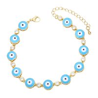 Ethnic Style Color Dripping Oil Evil Eye Copper Inlaid Zircon Gold-plated Bracelet main image 4