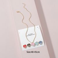 Fashion Simple Heart-shaped Drop Oil Devil's Eye Alloy Necklace main image 4