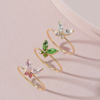 Fashion Jewelry Stained Glass Butterfly Alloy Ring Set main image 1
