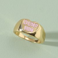 Fashion Jewelry Color Drip Oil Letter Alloy Ring main image 1