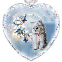 Fashion Retro Heart-shaped Crystal Blue Butterfly Kitten Necklace main image 5