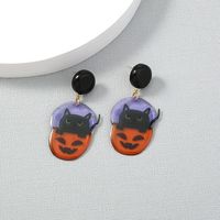 Pendientes De Resina De Dibujos Animados Lindos Divertidos Creativos Gato Negro Calabaza De Halloween main image 1