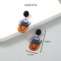 Halloween Pumpkin Black Cat Creative Funny Cute Cartoon Resin Earrings main image 5