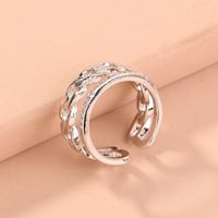 Fashion Micro-encrusted Zircon Female Adjustable Copper Ring main image 5