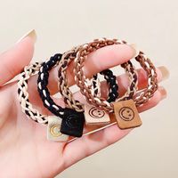 Simple Smiley Face Contrast Color Braided Twist Elastic Rubber Band Wholesale main image 1