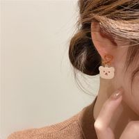 Simple Contrast Color Heart Cute Bear Asymmetric Earrings main image 3