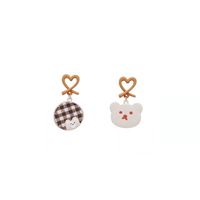 Simple Contrast Color Heart Cute Bear Asymmetric Earrings main image 6
