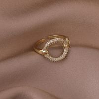 Full Diamond Open Hand Ornament Circle Simple Copper Ring Female Fashion main image 5