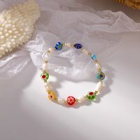 Niedliches Handgefertigtes Elastisches Verstellbares Armband Mit Farbigen Perlenblumen main image 1