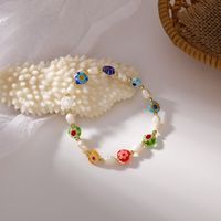 Niedliches Handgefertigtes Elastisches Verstellbares Armband Mit Farbigen Perlenblumen main image 3