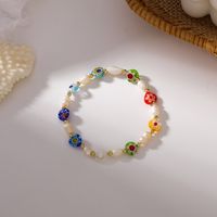 Adorable Bracelet Réglable Élastique Fait Main Avec Des Perles De Couleur Et Des Fleurs main image 5
