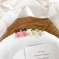 Korean Paint Bow Camellia Pendant Earrings main image 3