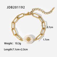Fashion 18k Gold-plated Stainless Steel Eight-pointed Star Inlaid Pearl Bracelet sku image 1