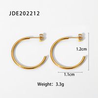 Simple 30mm18k Gold Stainless Steel C-type Women's Earrings sku image 1