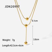 Fashion Simple 18k Gold Stainless Steel Double Layer Necklace sku image 1