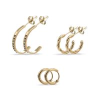 Simple Geometric Stainless Steel 14k Gold Hoop Earrings Set sku image 2