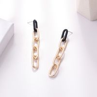 Simple Contrast Color Geometric Tassel Chain Long Earrings sku image 1