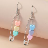 Korean Style Paper Clip Macaron Color Heart Shaped Alloy Earrings Wholesale sku image 1