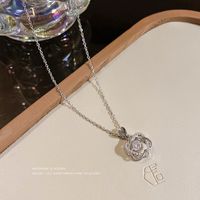 Fashion Titanium Steel Necklace Female Micro-inlaid Zircon Heart-shaped Pendant sku image 1