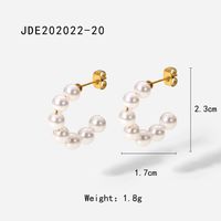 Simple 20mm Large Pearl C-shaped 18k Gold-plated Stainless Steel Earrings sku image 1