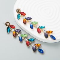 Fashion Exaggerated Multi-layer Alloy Rhinestone Glass Diamond Long Earrings sku image 4